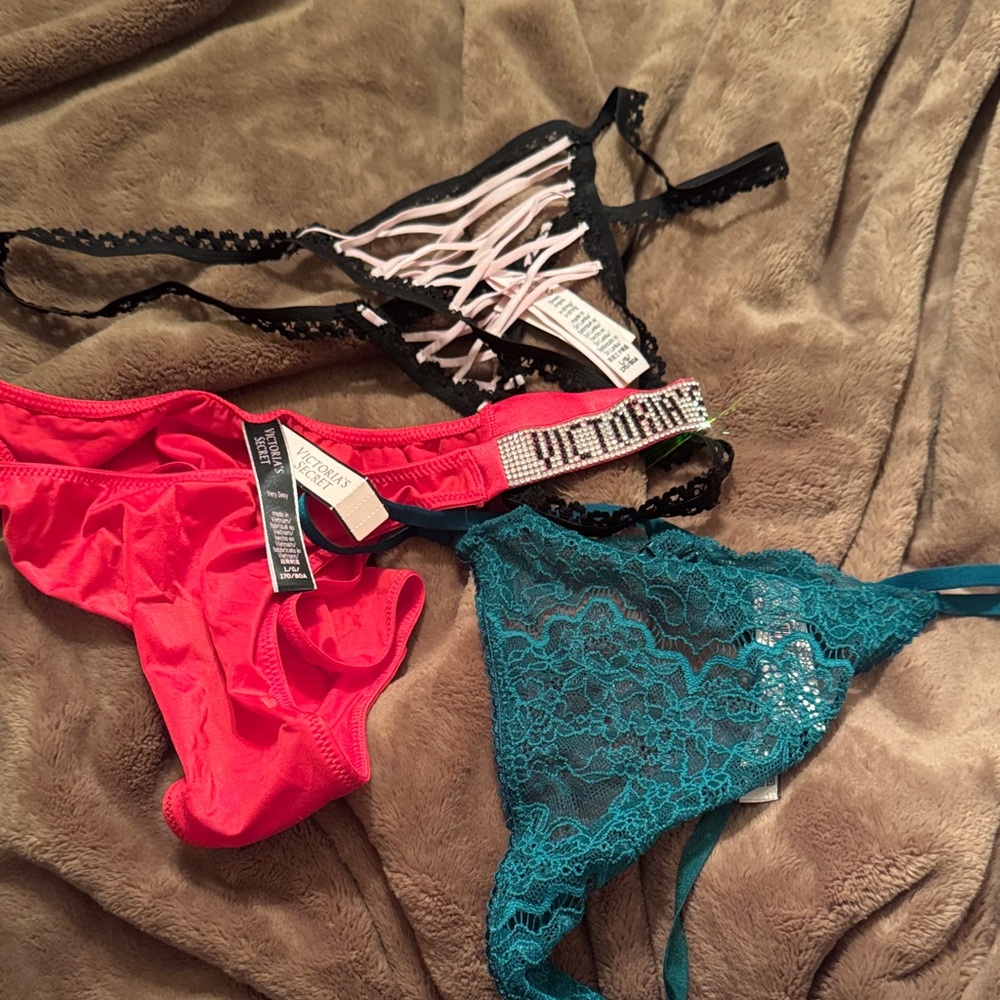 Victoria's Secret Lace Panties Set - Black, Pink, Teal